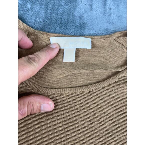 Michael Kors Women's Brown Textured Knit Long Sleeve Sweater Top Size L - Picture 4 of 9